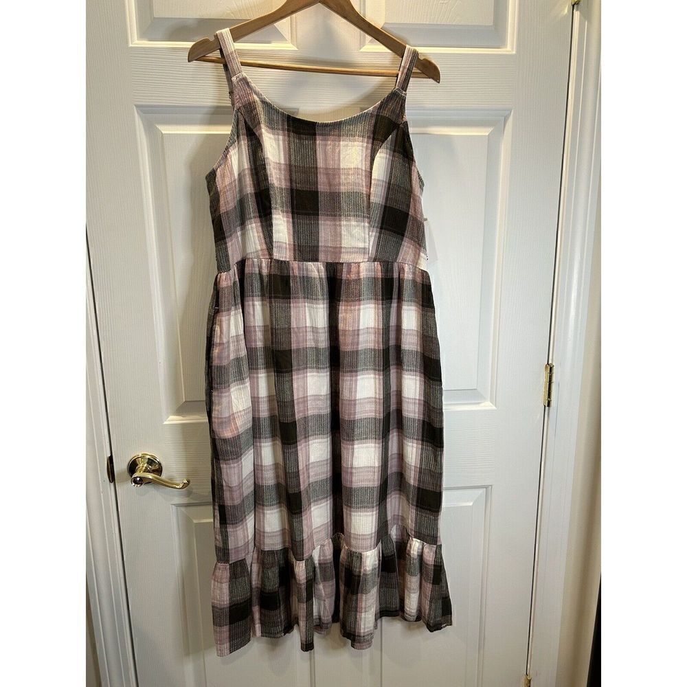 Sonoma Plaid Midi Dress - Black, Pink, White